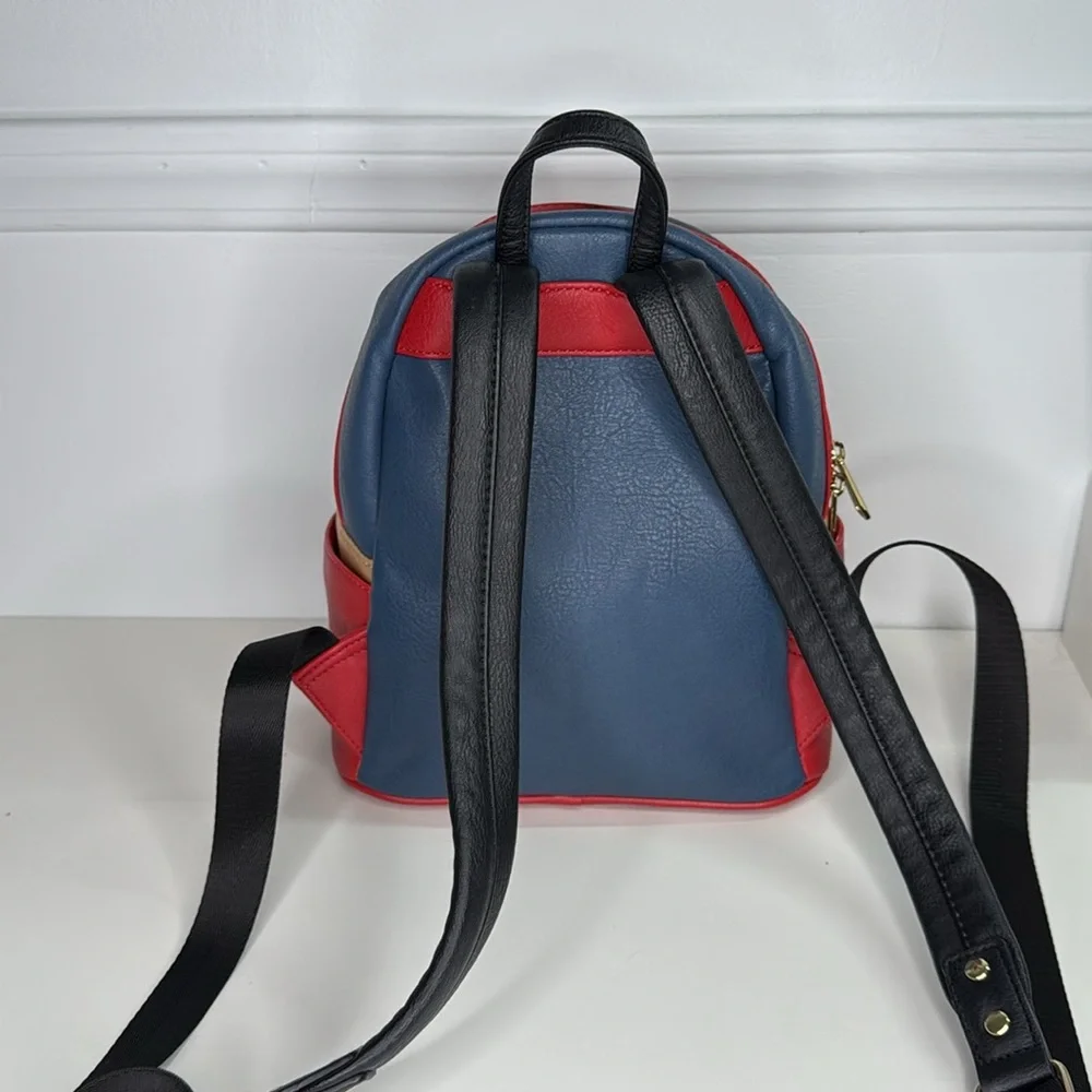 Loungefly marvel captain marvel gold red and blue backpack purse cosplay bag